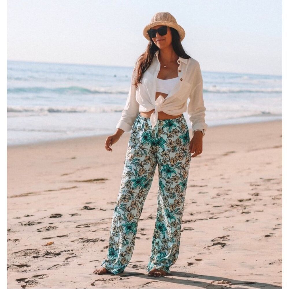 Beach‎ Riot Beach Pants Floral Blue Lagoon size XL